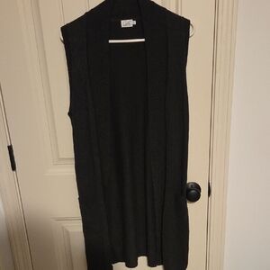 Cuddl Duds Black Open Front Cardigan Vest
